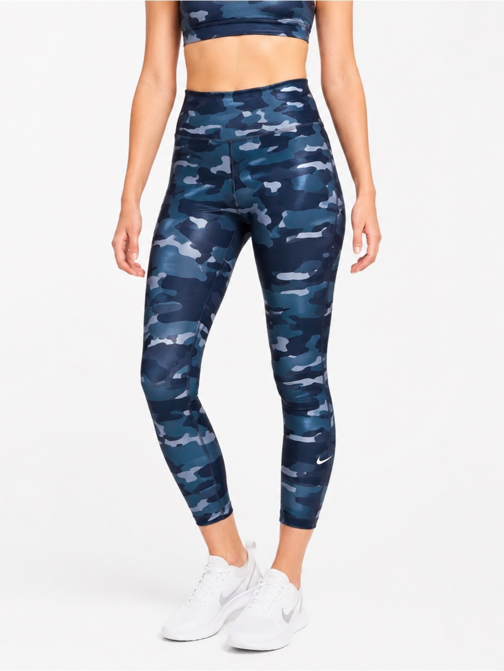 Nike One Blue Camo Training Leggings NWT Small Full Length Pockets